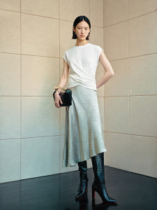 Vero Moda | Outlets Mall Matched Dacron Elegant Wrinkle Irregular Hem Midi Skirt