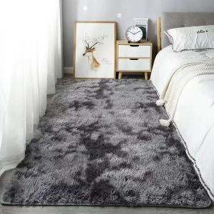 VIKAMA Non-slip Plush Fluffy Rug Soft Bedside Carpet Christmas Tie Dye for Living Room Bedroom Decor