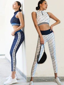 Professional Womens Fitness Clothing Set Floral Print Training Sports Wear Quick Dry Running Yoga Two Piece Suit