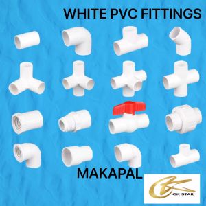 PVC White Fittings 1/2" 3/4 1 Elbow/Tee/Coupling/Adaptor/Ball valve