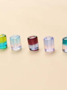 Double Color Glass Tube Beads Straight Hole Cylindrical Handmade Ornament Scattered Beads DIY Handmade Beaded Bracelet/Necklace Material Blue