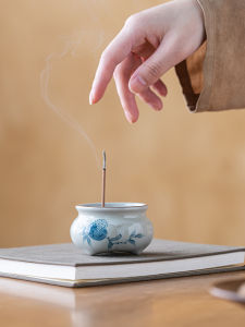 Hand-Painted Chinese Style Incense Burner with Pomegranate Line for Tea Room Use Wood Ash Incense Holder Home Use Incense Sticks