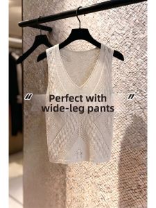 V.C.I | Double Layer Linen Knit Vest Summer Wear V-Neck Sleeveless Top