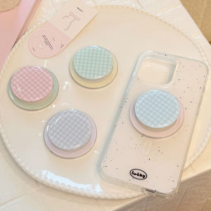 Gingham Magnetic Phone Grip Stand for iPhone 16 15 14 13 12 Cute Pastel MagSafe Pop Socket Style Holder for Girls Teens