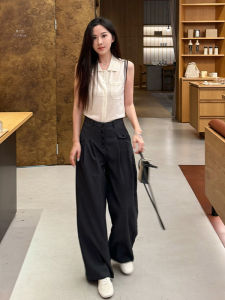 YUEZHONGWEI | French Collar Ice Silk Linen Knit Vest