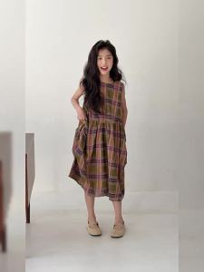 Aiza basic | Summer Childrens Gingham Sleeveless Dress