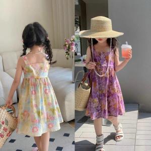LS Show Girls Floral Dress: Cotton & Sleeveless Dresses for Kids Aged 3-10