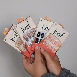 MIISOO Kuku Palsu & Lem 24 Pcs Fake Nail Art 3d Tahan Air