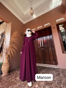 Dress Cringkle Yasmin/Gamis Cringkle Polos/DRESS Simple