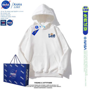 NASA Collaborative Oversize Hoodie Womens Thickened Fleece Letter Print Long Sleeve Sweatshirt Winter Commute Style Casual Top
