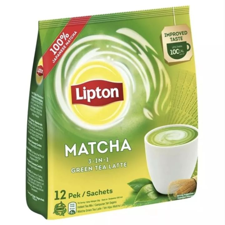 LIPTON MATCHA GREEN TEA LATTE 12 STICKS Lazada