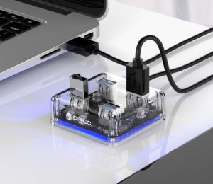 ORICO Transparent Series USB HUB Multi 4 7 Port High Speed USB3.0 Splitter With Micro USB Power Port For Laptop PC OTG Adapter