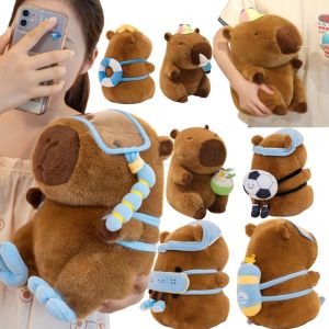 Sports Travel Series Capybara Animals Plush Toys Cartoon Kapibala Carrying Bag Football Skateboard Swimming Ice Cream Gifts