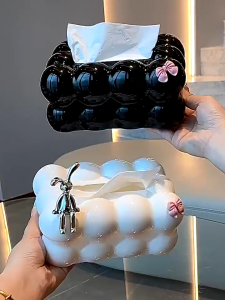 White Generic Cloud Tissue Box Holder Decorative Facial Paper Organizer Dispenser Rectangular Home Office Kitchen Bathroom Tabletop Storage Decor