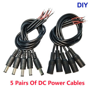 5 Pairs DC 12V Connector 5.5x2.1mm Male and Female DC Power Socket Jack Connector Cable Plug Wire DIY Creative DC Cable JIENUO