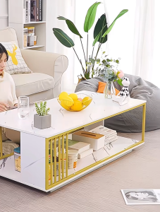 2-Tier Center Table Coffee Table Modern Creative Combination Tea Table Small Apartment Sofa Veneer Table