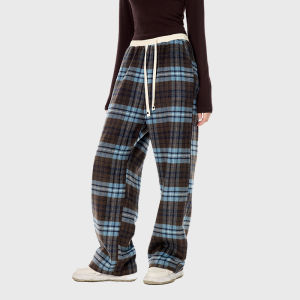 Turn Signal | Plaid Wool Wide Leg Straight Pants