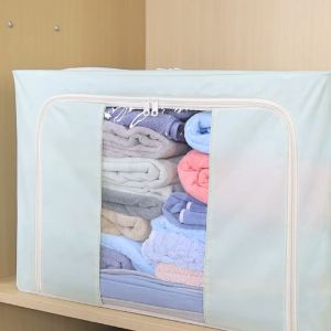 กล่องเก็บเสื้อผ้าพับได้แบบพกพา พร้อมช่องเก็บของ ดีไซน์หรู ทนทาน ใช้งานง่าย HE0074