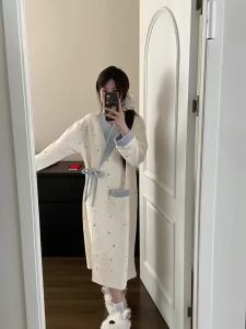 Maternity Spring and AutumnCotton Nursing Nightdress for Maternity Floral Printed Sleepwear Pregnancy Home Hospital Wear