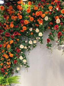 Artificial Rose Vine Wall Decorative Prop Fake Flower Bouquet Pipe Ceiling Rose Flower Wall Store Front Decor Handmade Silk Petal