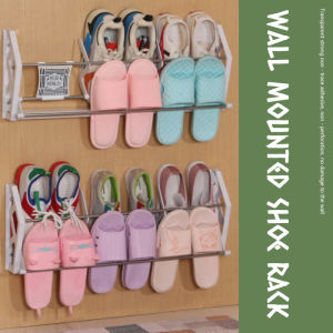 White/Black Slipper Rack Wall Mount Bathroom Bedroom Shoe Hanging Holder Organizer Toilet Wall Door Towel Storage Shelf