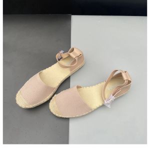 Soft Bottom Soft Surface New Knit Breathable One-Strap Fisherman Shoes Womens Hemp Rope Hollow Flats Sandals Toe Box Womens Shoes Pregnant Women