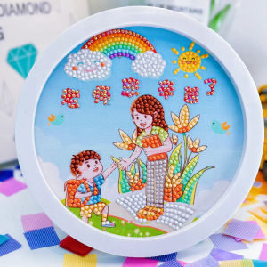 National Love Theme Childrens Diamond Sticker DIY Handmade Material Kit for Kindergarten Childrens Creative Mosaic Stick-ons