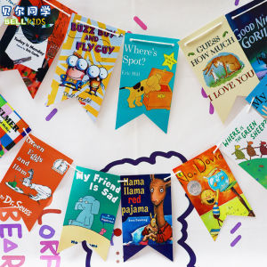English Storybook Flag Hanging Decorations for Kindergarten Classrooms Decorative Bunting Flags Celebration Supplies