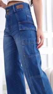 zf27 Highwaist Celana Panjang Cargo Jeans Wanita Kulot Size 28-35