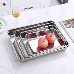 Stainless Steel Rectangular Flat Tray with Lid Deep Box