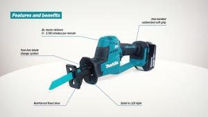 【Warranty 1 years/Original facturer】Makita DJR189 Brushless Cordless Reciprocating Saw 18V Lithium Battery Electric Chainsaw Small Handheld PVC Wood and Metal Cutting Machine