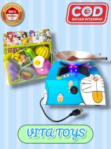 Mainan Anak Perempuan Cewek Masak-masakan Kompor LED Bisa Dicas - Set Belajar Masak Terbaru dengan Tambahan Mainan [Toys]