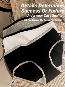 3Pcs Cotton WomenS Panties Triangle Sports Style Minimalist Girls Underwear Mid Waist Japanese White Black Women