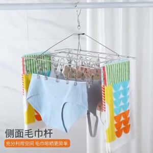 62 60 50 Clips Drying Racks Hanger Stainless Steel Clothes Hanger with Clips Ipitan Hanger Sipitan Hanger 40 Clips Heavy Duty Towel Hanger Socks Underwear Hanger with Clip