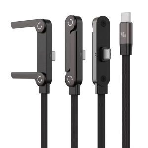 240W Fast Charging Data Cable Multifunction Game Phone Bracket Dual PD Cable 2-IN-1 Type-C Cable Foldable Mobile Phone Holder