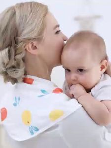 Insular 2in1 Organic Cotton Baby Burp Cloth Burping Bib Lampin Burpy Bib Newborn Towel Scarf Infant Gauze Washcloth