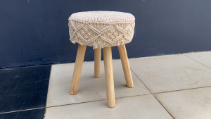 Macrame Stool / Woven Ottoman / Crafts Pouf - FRM4052