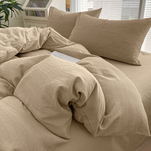 Luxurious Pure Cotton Washed Floral Embroidery Bedding Set Three-Layer Net Bedding Cover Flat Sheet Bed Canopy High-Quality Modern Minimalist Style