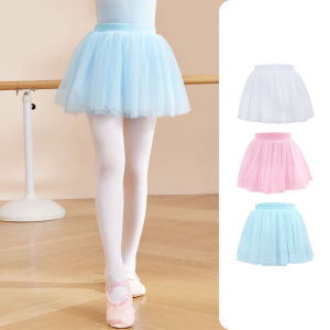 สาวบัลเล่ต์ Tutu กระโปรงเด็กปุย 4 ชั้นเส้นด้ายนุ่มกระโปรง Tulle ยืดหยุ่นกระโปรงสั้นเด็กเต้นรําชุดกระโปรง