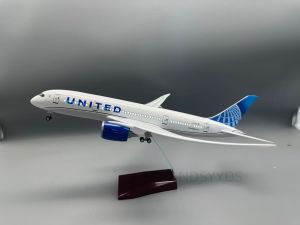 B787 Air United Airlines Airplane Diecast 47CM 1:130 Scale Aircraft Simulated Resin With LED Light Children Toys Souvenir Plane