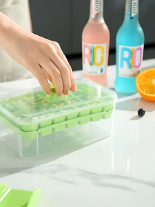 SOEZ Easy Release Ice Cube Box | Ice Cube Maker with Lid and Ice Scoop 家用便捷制冰神器