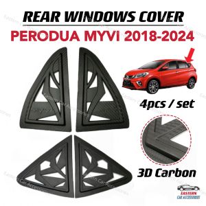 PERODUA Myvi 2018-2024 Rear Side 3D Carbon Style Window Triangle Mirror Cover Protector Casing
