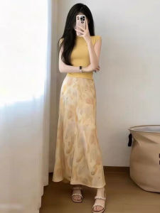 SENWA | Đầm Dài Hoa Mùa Hè Màu Vàng
