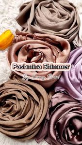 Hijab Pashmina Shimmer Polos Silk Premium Mudah Di Bentuk