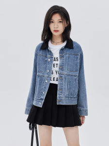 Loose Fit Cotton Denim Jacket Womens Button up Collar Splice Style Casual Outerwear Comfortable Breathable Autumn New Arrivals