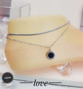 Gelang Kaki Titanium 2 Layer Silver Xds702a