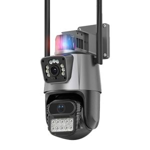 ICSEE XM R13 6MP HD 1080P  Dual lens cctv camera outdoor Waterproof Two-way audio Intelligent Full Color Night Vision PTZ Controls Surveillance with Big Speaker dual screens Anti theft security camera