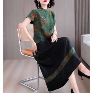 QIAOXIZI | Stylish Chinese Style Maternity Dress Set Print