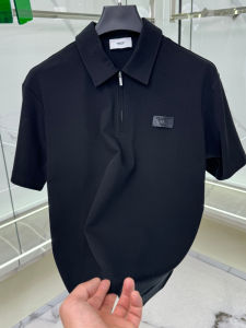 Áo Thun Polo Tay Ngắn Thường Ngày Thời Trang Mùa Hè 2025 Có Khóa Kéo Cổ Polo Thương Hiệu Da Áo Thun Nam Chất Liệu Polyester Cotton Lanh