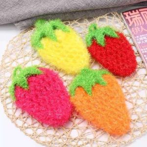 Strawberry polyester yarn dish cloth